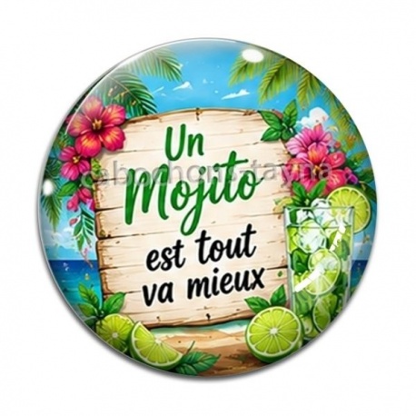 Cabochon Verre - un mojito est tout va mieux