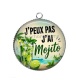 Pendentif Cabochon Argent - j'peux pas j'ai mojito