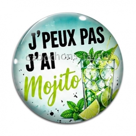 Cabochon Verre - j'peux pas j'ai mojito