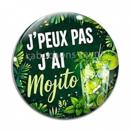Cabochon Verre - j'peux pas j'ai mojito