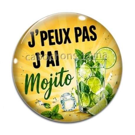 Cabochon Verre - j'peux pas j'ai mojito
