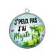 Pendentif Cabochon Argent - j'peux pas j'ai mojito