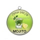Pendentif Cabochon Argent - j'peux pas j'ai mojito