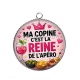 Pendentif Cabochon Argent - ma copine c'est la reine de l'apéro