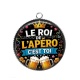 Pendentif Cabochon Argent - le roi de l'apéro c'est toi