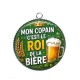 Pendentif Cabochon Argent - mon copain c'est le roi de la bière